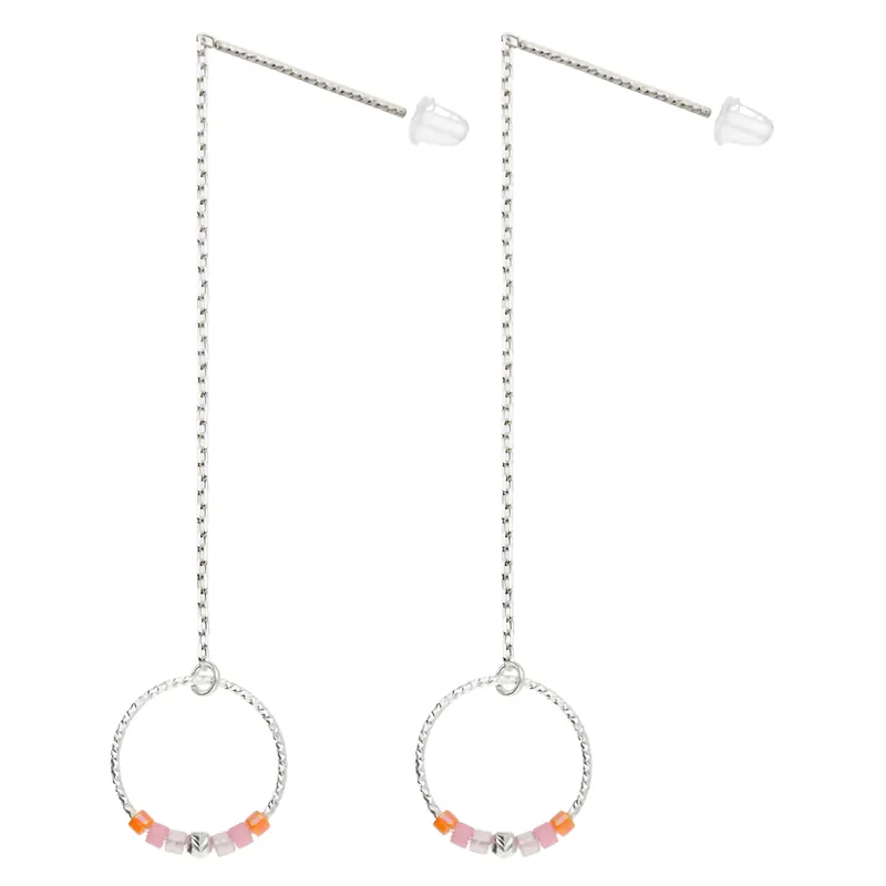 Promotion Saisonnière Boucles Pendantes Argent 925 Les Épurées Rose Violet