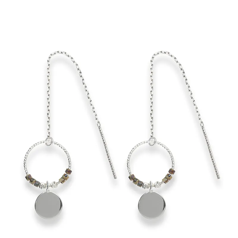 Boucles Pendantes Argent 925 Miyuki Léopard Pastille En Vogue