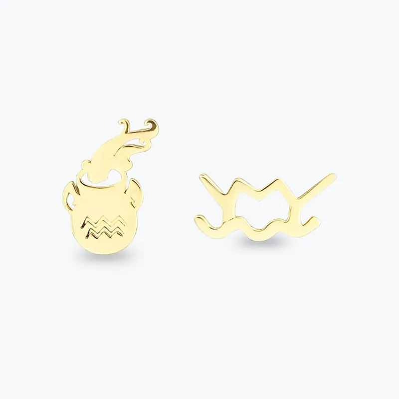 Boucles d'Oreilles Or Horoscope Verseau Top Qualité