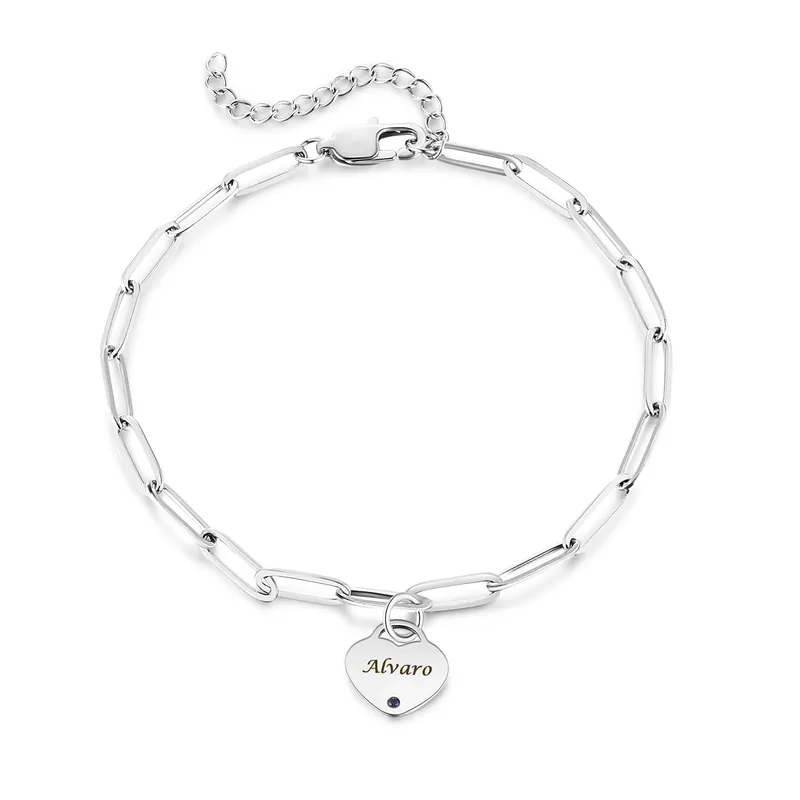 Promotion Saisonnière Bracelet de cheville en forme de cœur personnalisée avec 1 à 5 prénoms et pierres de naissance Cadeau pour vous | Kettenmachen