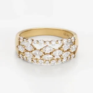 Prix Promo Bague Or Jaune 750/1000 "Jardin de marquise" Diamant 1,09/32