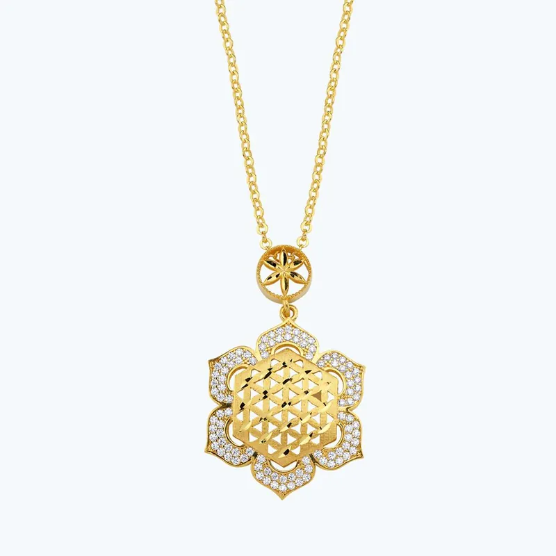 22K Fleur de Vie Collier Or Tendance