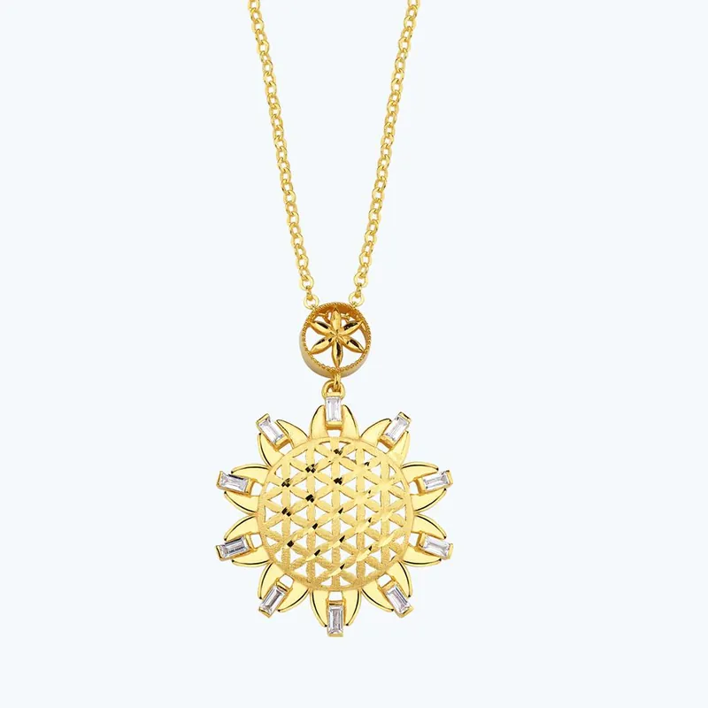 22K Fleur de Vie Collier Or Retour Gratuit