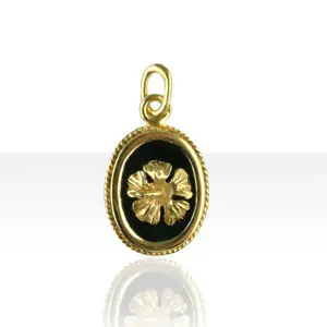 Pendentif Plaqué Or ONYX/OV-PM HIBISCUS | BIJOUX ANTILLAIS | ANTILLES | MADILAR Solde