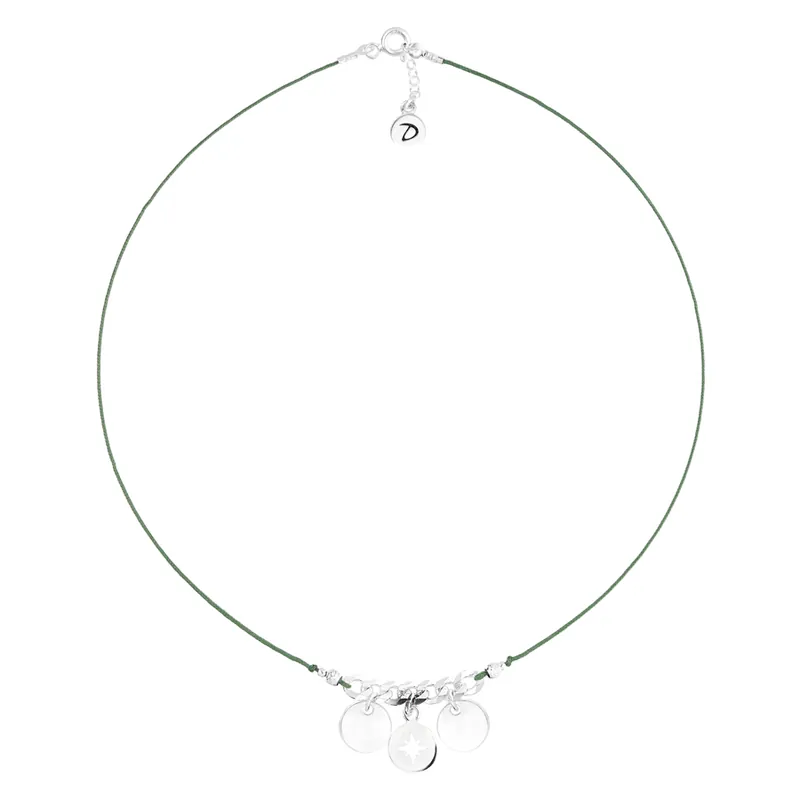 Acheter En Ligne COLLIER CORDON MAILLE GOURMETTE PASTILLES ETOILE DU NORD KAKI