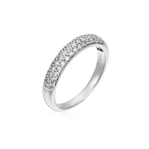 Vente Flash Bague Or Blanc 750/1000 Alliance Triple Rangs Diamant 0,51ct