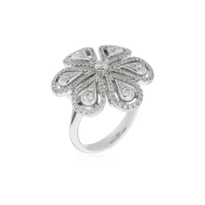 Prix Choc Bague Or Blanc 750/1000 Glittering flower Diamant 1,04ct