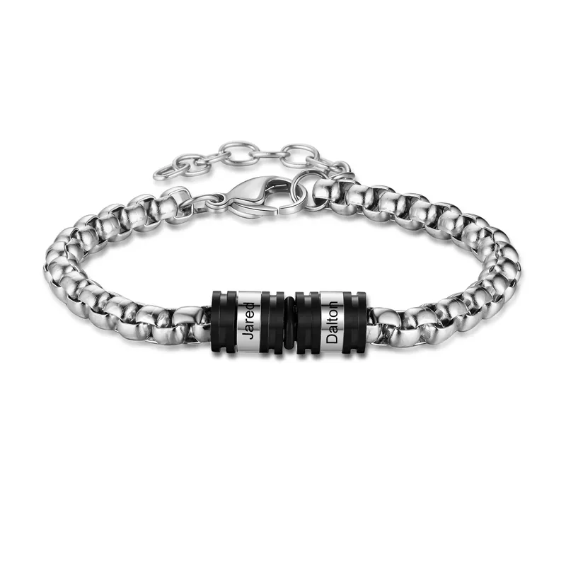 Solde Bracelet Personnalisé Homme avec 2-5 Prénoms gravés Bracelet en inox | Cadeau Fête des Pères | Jessemade