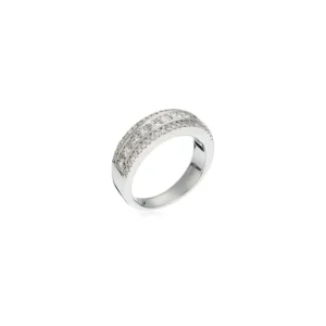 Premium Bague "Princesse Bella" Diamants ronds: 0,22ct/44, Dts princesses: 0,96ct/11 Or Blanc 750/1000