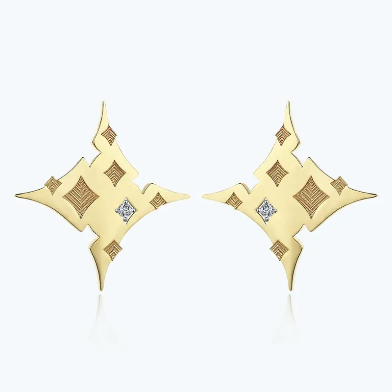 Fait Main Boucles d'Oreille Or Etoile