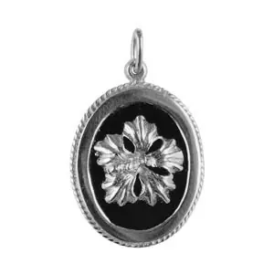 Pendentif Argent ONYX/OV-GM HIBISCUS | BIJOUX ANTILLAIS | ANTILLES | MADILAR Commande En Gros