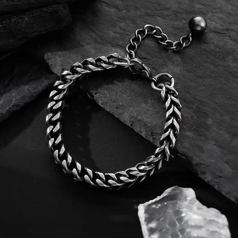 Retour Gratuit Bracelet Chaîne Noire Tressée Style Vintage pour Homme | Jessemade