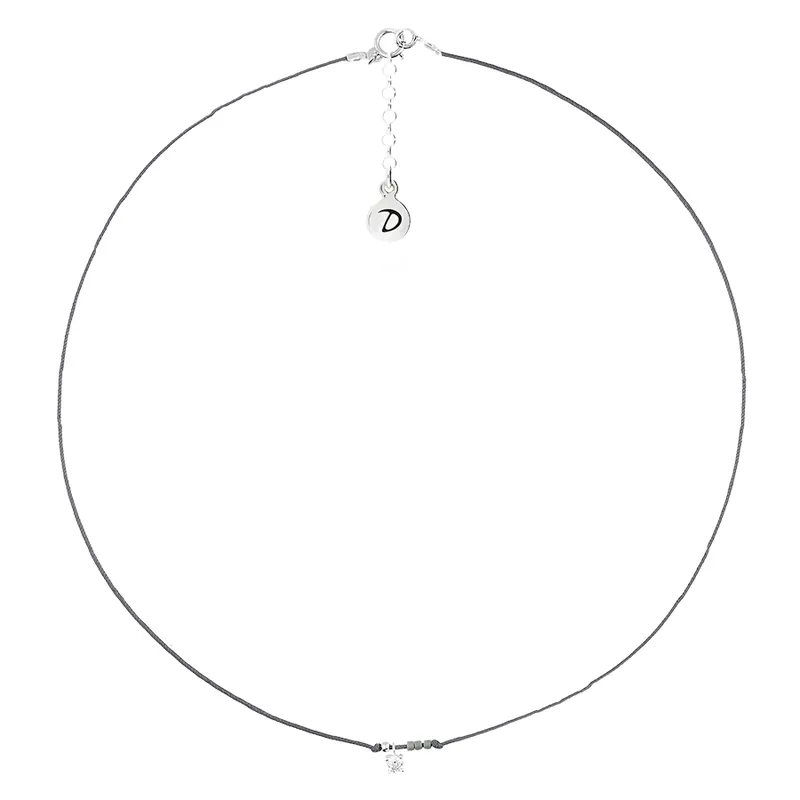 COLLIER CORDON GRIS MINI OXYDE Prix Cassé