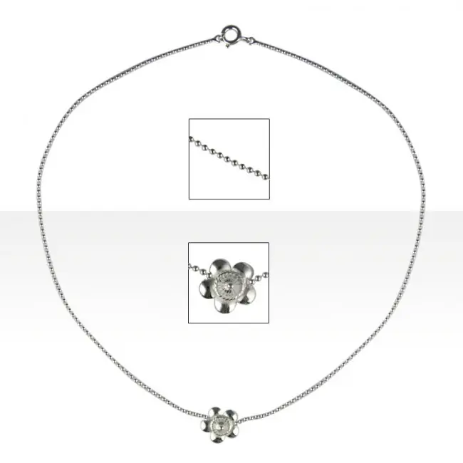 Collier Argent Ble 150 1 Motif DAHLIA 1 Rang | BIJOUX ANTILLAIS | ANTILLES | MADILAR Offre Exclusive