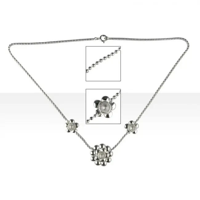 Collier Argent 3 MOTIFS DAHLIA | BIJOUX ANTILLAIS | ANTILLES | MADILAR Prix Promo