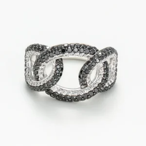 Promotion Bague Or Blanc 750/1000 Diamant 0,43/72 Noir 1,37/164