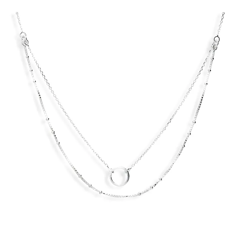 Populaire COLLIER DOUBLE RANGS ANNEAU ÉVIDÉ