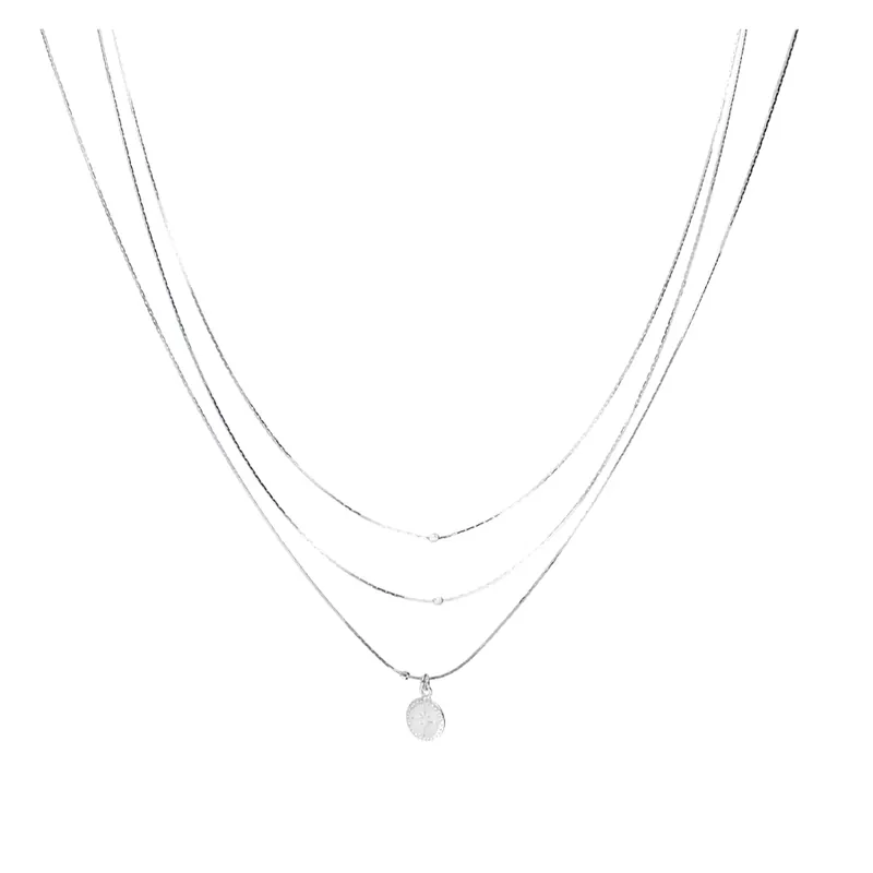 Remise COLLIER TRIPLE RANGS CHAINE SERPENT ET ROSE DES VENTS
