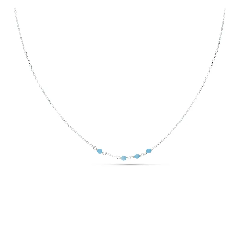 Populaire COLLIER CHAÎNE TROIS PETITES PIERRES TURQUOISE