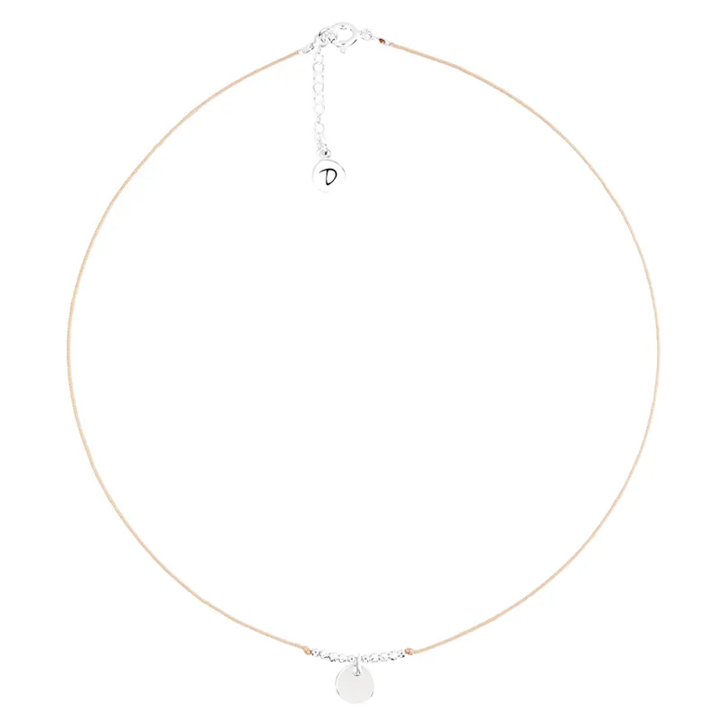Top Vente COLLIER CORDON PETITE PASTILLE BEIGE BRINDISI Argent 925 Gravable