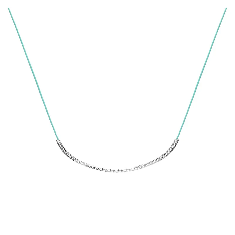 COLLIER CORDON TUBE ARGENT TURQUOISE BOLZANO Soldes