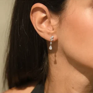 Achat Immédiat Boucles d'oreilles"Olaina" D 0,127ct/2 0,536ct/18 Or Blanc 750/1000