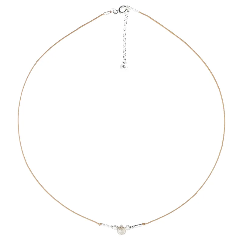 Soldes COLLIER CORDON PIERRE GOUTTE BEIGE BALI
