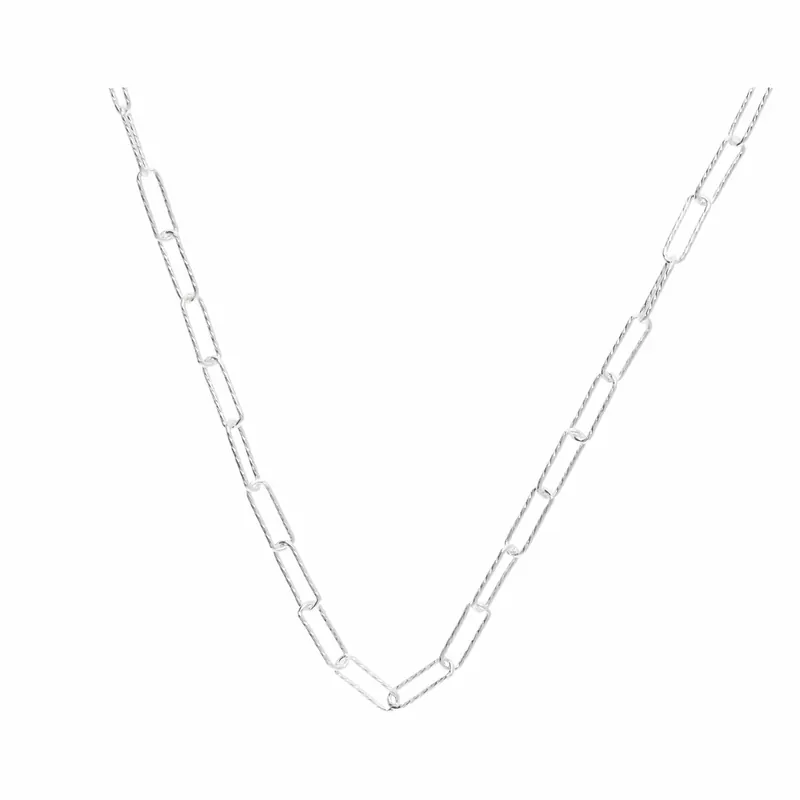 Solde COLLIER MAILLE FINE RECTANGLE CISELÉ PORTICCIO 65CM