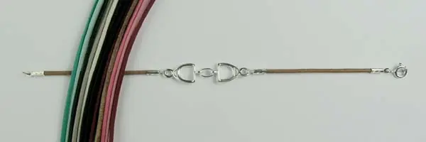 Bracelet Argent CUIR MOTIF ETRIER DOUBLE MM | BIJOUX EQUESTRES | EQUITATION | CHEVAL | MADILAR Prix Choc
