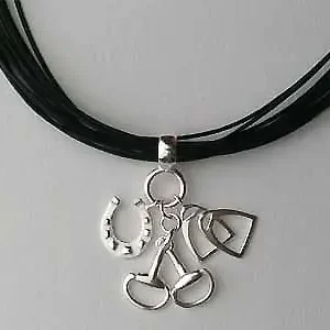Seulement Aujourd’hui Collier Argent 10 FILS CUIR/FER GM-MORS GM-ETRIER | BIJOUX EQUESTRES | EQUITATION | CHEVAL | MADILAR