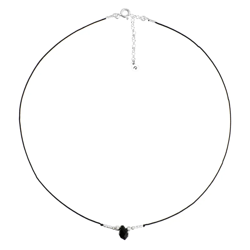 Réduction COLLIER CORDON PIERRE GOUTTE NOIRE BALI Argent 925