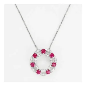Acheter Direct Collier Or Blanc 750/1000 "Valea" Diamant 0,25/35 Rubis 1,08/7