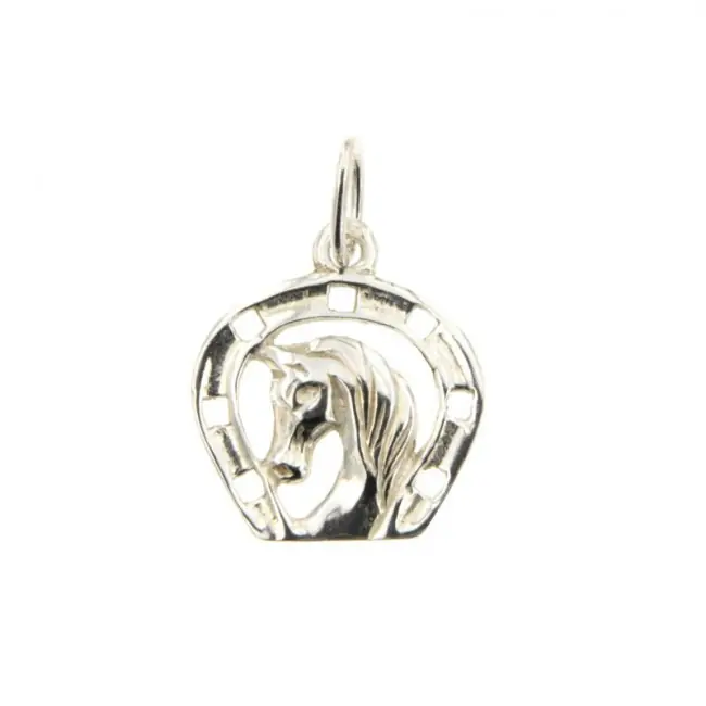 Réduction Pendentif Argent FER A CHEVAL AVEC TETE | BIJOUX EQUESTRES | EQUITATION | CHEVAL | MADILAR