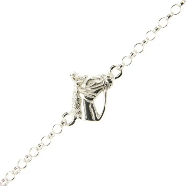 Bracelet Argent Rolo 3 motifs Tête Cheval Bride | BIJOUX EQUESTRES | EQUITATION | CHEVAL | MADILAR Authentique