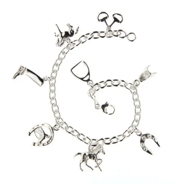 Soldes Bracelet cheval Argent 8 Breloques | BIJOUX EQUESTRE FAIT MAIN | BIJOUX CHEVAUX