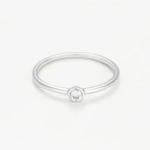 Réduction Bague Or Blanc 375/1000 "Solitaire clos" Diamant 0,09ct