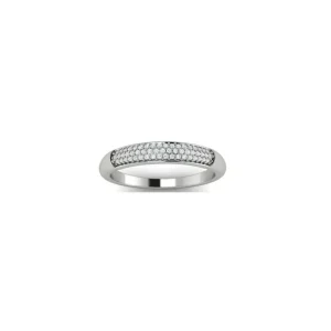 Acheter Direct Bague Or Blanc 375/1000 "Alliance Minimaliste"Diamants 0,18ct/55