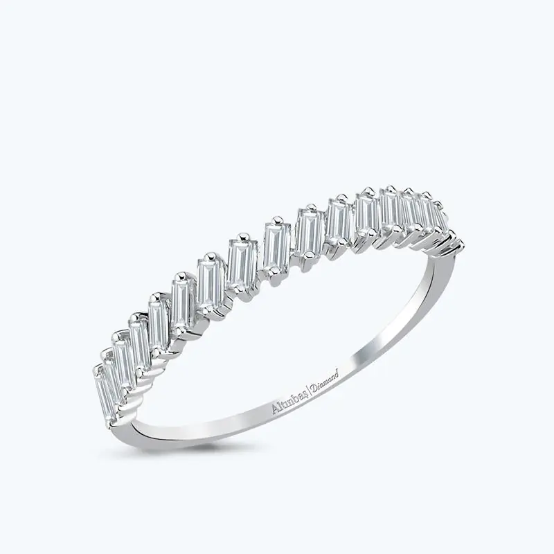 Acheter Direct Bague Demi-Éternité en Diamant Baguette