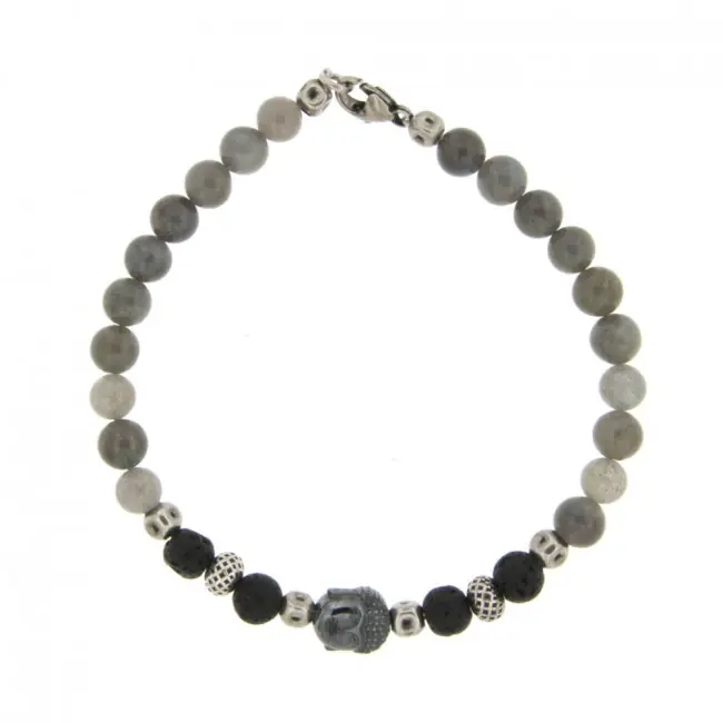Bracelet Argent ANTIKA D6 Bouddha - Labradorite22cm Livraison Express