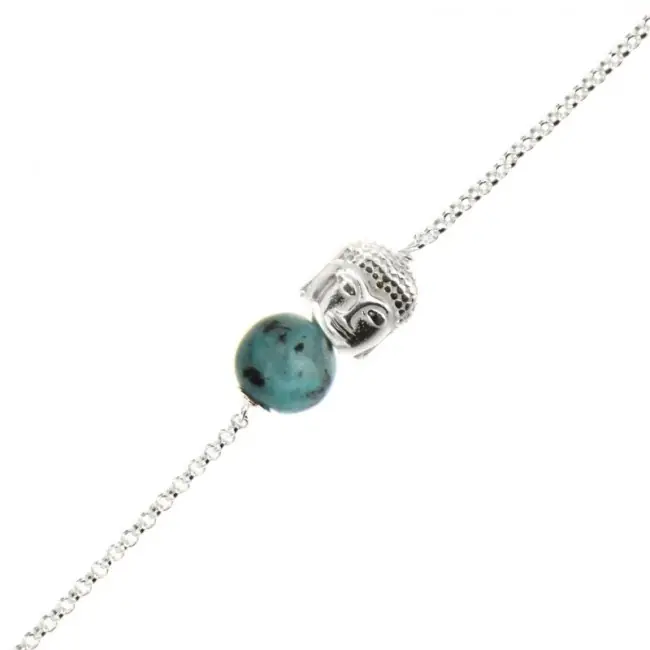 Seulement Aujourd’hui Bracelet Argent CHAKRA N°5 - Bouddha/Turquoise 18+2cm