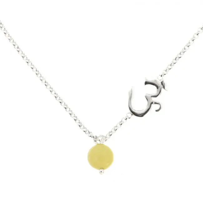 Collier Aum Argent & Pierre Naturelle CHAKRA - YOGA - PASSIONS Usine Directe