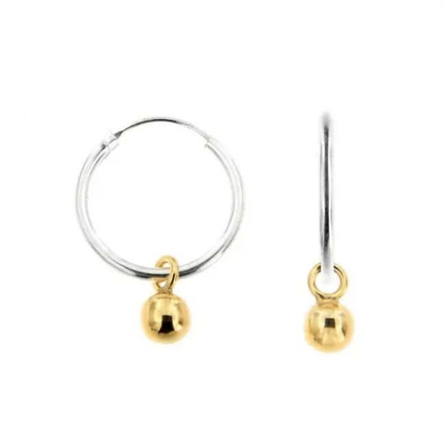 Offre Limitée Créoles Argent CHAKRA- 1 boule Dorée