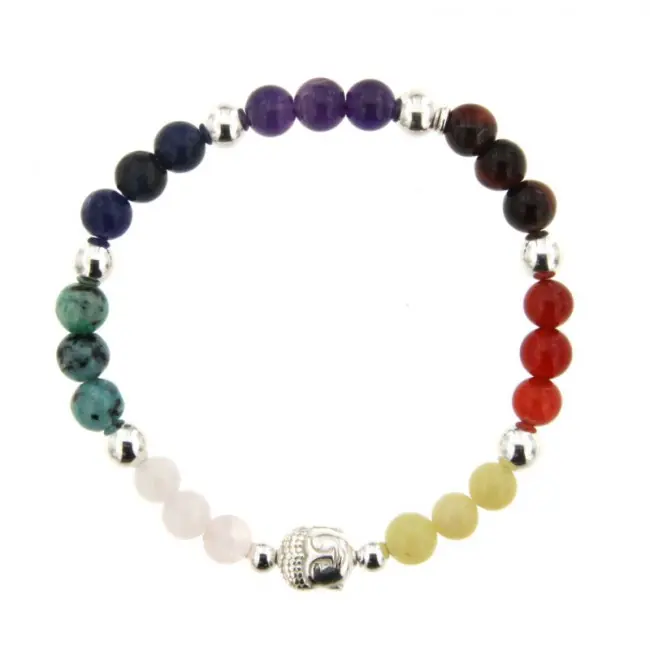 Bracelet BOUDDHA Argent et pierres naturelles 7 CHAKRAS | BIJOUX YOGA Acheter En Ligne