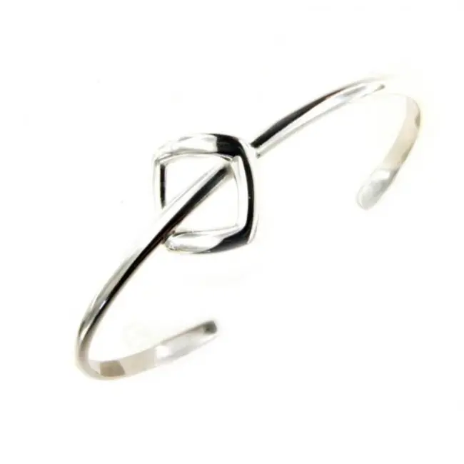 Promotion Bracelet Jonc Rigide et motif carré - Argent massif | BIJOUX FEMME