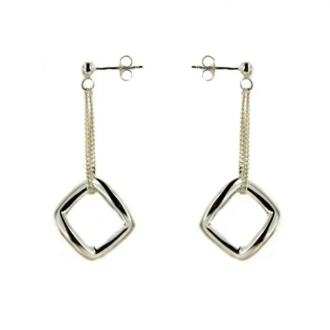 Boucles d'oreilles Carré Pendant Argent NEO DIA | BIJOUX FEMME Livraison Gratuite