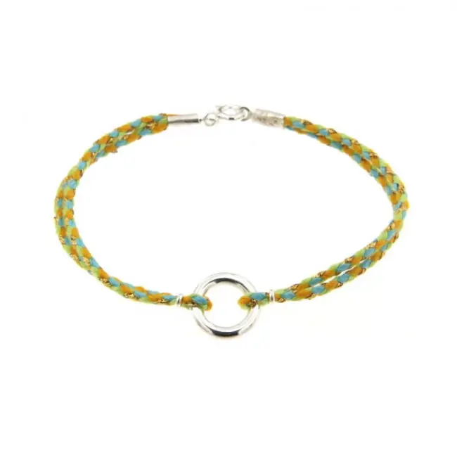 Authentique Bracelet ANNEAU Argent massif - Cordon Vert anis | BIJOUX FEMME