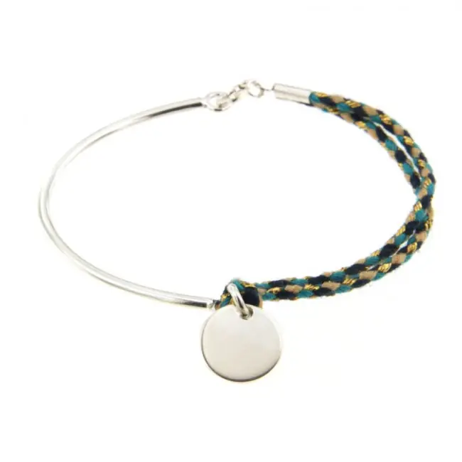 Achetez Aujourd’hui Bracelet personnalisé Argent Semi-articulé et cordon coloré | BIJOUX FEMME A PERSONNALISER