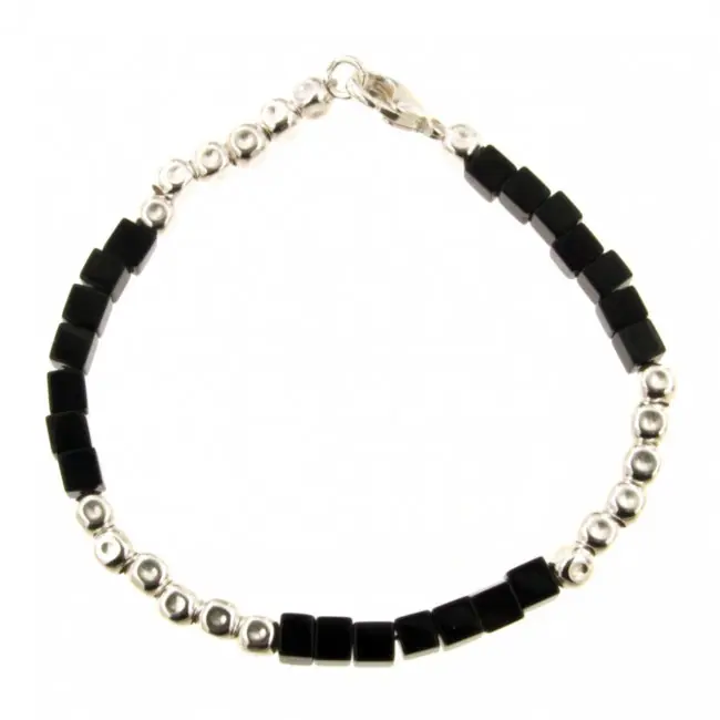 Prix Cassé Bracelet Argent et pierre noire ONYX | Bijoux pierres naturelles | BIJOUX FEMME FAIT MAIN
