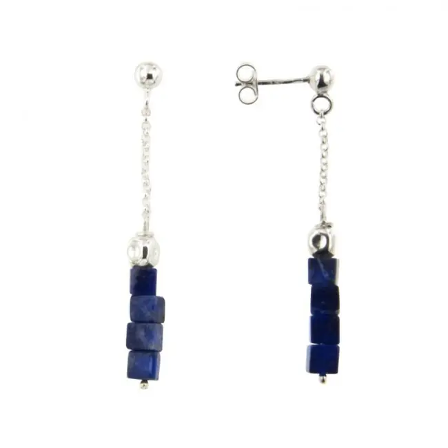 Paiement Sécurisé B.O. Argent MASSAÏ Aulite Lapis Lazuli - L:4,5cm