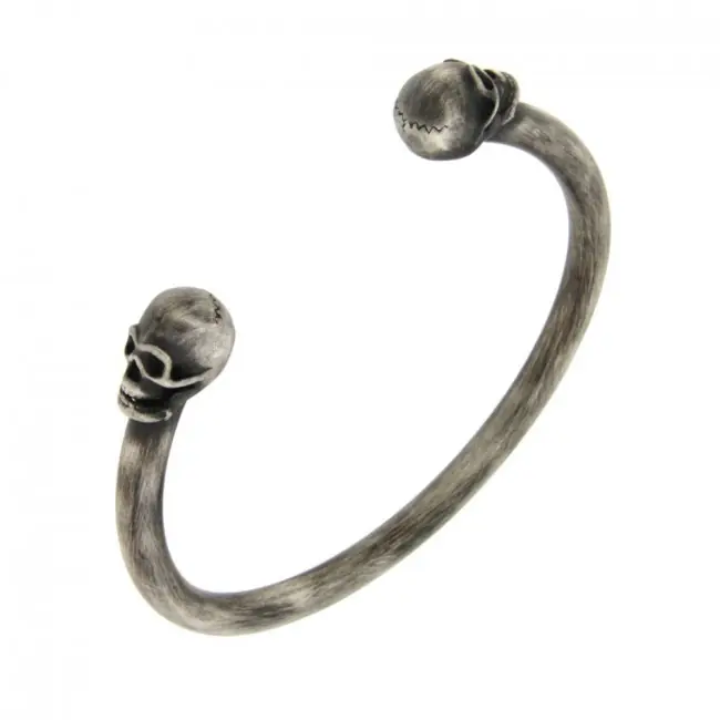 Promotion Saisonnière Bracelet Têtes de Mort Argent JONC ANTIKA | BIJOUX HOMME